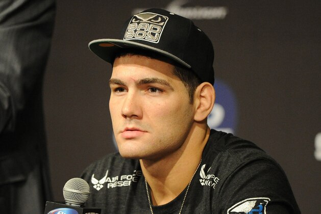 Jul 6, 2013; Las Vegas, NV, USA; Chris Weidman during the post fight press conference at the MGM Grand Garden Arena. Weidman defeated Anderson Silva for the Middleweight Chamionship in a TKO in the second round. Mandatory Credit: Jayne Kamin-Oncea-USA TODAY Sports Jul 6, 2013; Las Vegas, NV, USA; Chris Weidman during the post fight press conference at the MGM Grand Garden Arena. Weidman defeated Anderson Silva for the Middleweight Chamionship in a TKO in the second round. Mandatory Credit: Jayne Kamin-Oncea-USA TODAY Sports