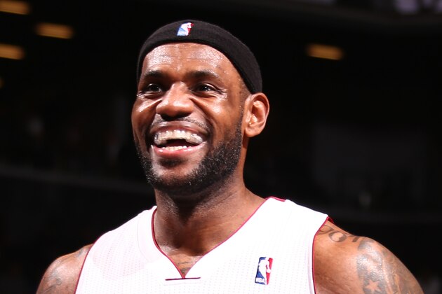 NEW YORK, NY - JANUARY 10: LeBron James #6 of the Miami Heat during a game against the Brooklyn Nets at the Barclays Center on January 10, 2014 in the Brooklyn borough of New York City.  NOTE TO USER: User expressly acknowledges and agrees that, by downloading and/or using this Photograph, user is consenting to the terms and conditions of the Getty Images License Agreement. Mandatory Copyright Notice: Copyright 2014 NBAE (Photo by Nathaniel S. Butler/NBAE via Getty Images)