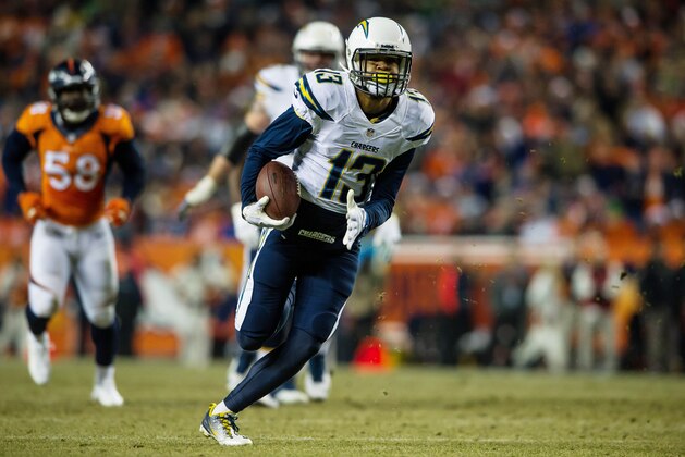 DENVER, CO - DECEMBER 12:  Wide receiver Keenan Allen #13 of the San Diego Chargers runs for yards after the catch and a touchdown at Sports Authority Field Field at Mile High on December 12, 2013 in Denver, Colorado.  (Photo by Dustin Bradford/Getty Images)