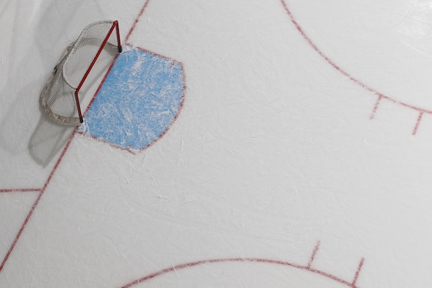 UNIONDALE, NY - MARCH 29:  A graphic view of the net on the hockey rink photographed prior to the game between the Pittsburgh Penguins and the New York Islanders at the Nassau Veterans Memorial Coliseum on March 29, 2012 in Uniondale, New York. The Islanders defeated the Penguins 5-3.  (Photo by Bruce Bennett/Getty Images)