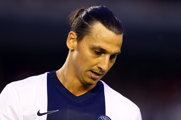 GOTHENBURG, SWEDEN - JULY 27:  Zlatan Ibrahimovic of PSG reacts during the pre season friendly match between Real Madrid and Paris Saint-Germain at Ullevi on July 27, 2013 in Gothenburg, Sweden.  (Photo by Martin Rose/Getty Images)