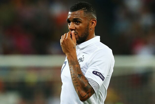 DONETSK, UKRAINE - JUNE 23: Yann M'Vila of France reacts during the UEFA EURO 2012 quarter final match between Spain and France at Donbass Arena on June 23, 2012 in Donetsk, Ukraine.  (Photo by Martin Rose/Getty Images)