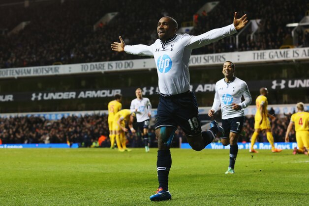 LONDON, ENGLAND - JANUARY 11:  Jermain Defoe of Tottenham Hotspur celebrates his goal during the Barclays Premier League match between Tottenham Hotspur and Crystal Palace at White Hart Lane on January 11, 2014 in London, England.  (Photo by Julian Finney/Getty Images)