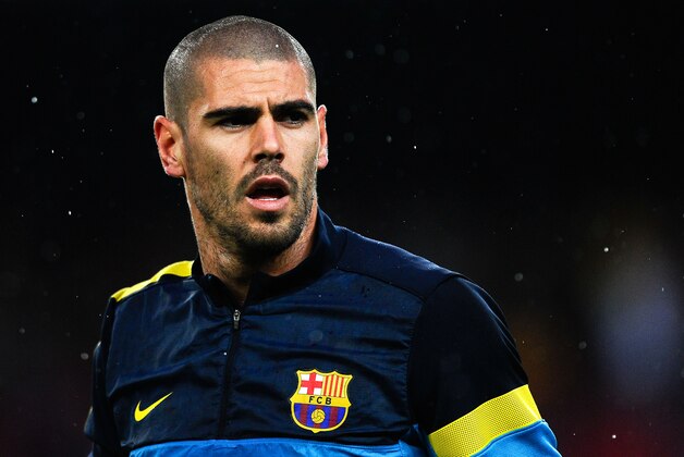 BARCELONA, SPAIN - MAY 19:  Victor Valdes of FC Barcelona looks on during the warm up prior to the La Liga match between FC Barcelona and Real Valladolid CF at Camp Nou on May 19, 2013 in Barcelona, Spain.  (Photo by David Ramos/Getty Images)