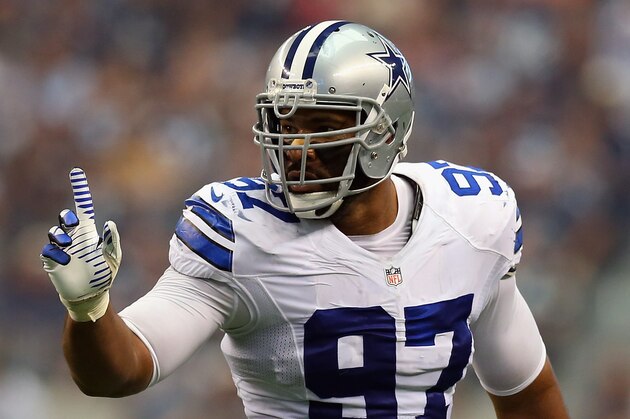 ARLINGTON, TX - SEPTEMBER 22:  Jason Hatcher #97 of the Dallas Cowboys at AT&T Stadium on September 22, 2013 in Arlington, Texas.  (Photo by Ronald Martinez/Getty Images)