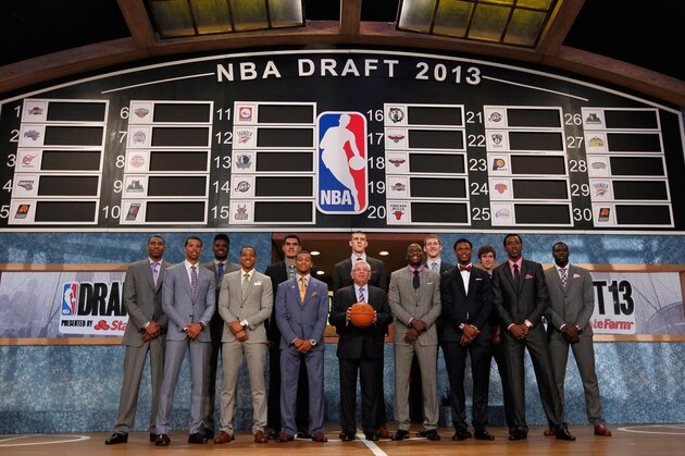 NEW YORK, NY - JUNE 27:  NBA Commissioner David Stern poses with the 2013 NBA Draft Class including Nerlens Noel of Kentucky, Victor Oladipo of Indiana, Otto Porter of Georgetown, Alex Len of Maryland, Ben McLemore of Kansas, Trey Burke of Michigan, Anthony Bennett of UNLV and MIchael Carter-Williams of Syracuse during the 2013 NBA Draft at Barclays Center on June 27, 2013 in in the Brooklyn Bourough of New York City.  NOTE TO USER: User expressly acknowledges and agrees that, by downloading and/or using this Photograph, user is consenting to the terms and conditions of the Getty Images License Agreement.  (Photo by Mike Stobe/Getty Images)