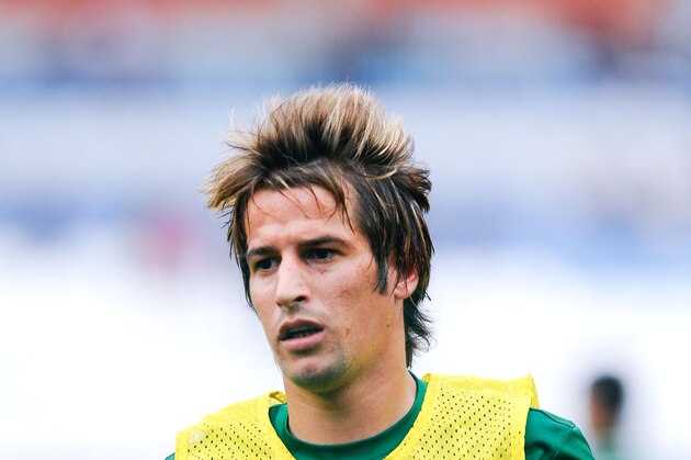 COIMBRA, PORTUGAL - OCTOBER 15:  Fabio Coentrao of Portugal looks on during warm up prior to the FIFA 2014 World Cup Qualifier match between Portugal and Luxembourg at Estadio Cidade de Coimbra on October 15, 2013 in Coimbra, Portugal.  (Photo by David Ramos/Getty Images)