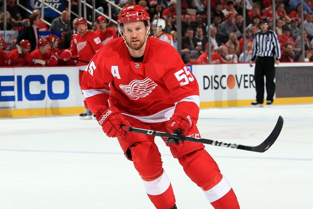 DETROIT, MI - DECEMBER 4: Niklas Kronwall #55 of the Detroit Red Wings follows the play against the Philadelphia Flyers during an NHL game at Joe Louis Arena on December 4, 2013 in Detroit, Michigan. Philadelphia defeated Detroit 6-3 (Photo by Dave Reginek/NHLI via Getty Images)