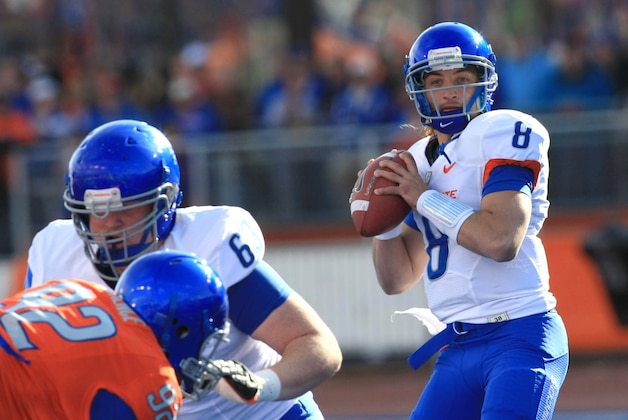 April 16, 2012; Boise, ID, USA; Boise State Broncos quarterback Nick Patti (8) during the spring game at Bronco Stadium.  Mandatory Credit: Brian Losness-USA TODAY Sports