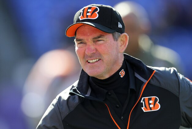 Nov 10, 2013; Baltimore, MD, USA;  Cincinnati Bengals coach Mike Zimmer prior to the game against the Baltimore Ravens at M&T Bank Stadium. Mandatory Credit: Mitch Stringer-USA TODAY Sports