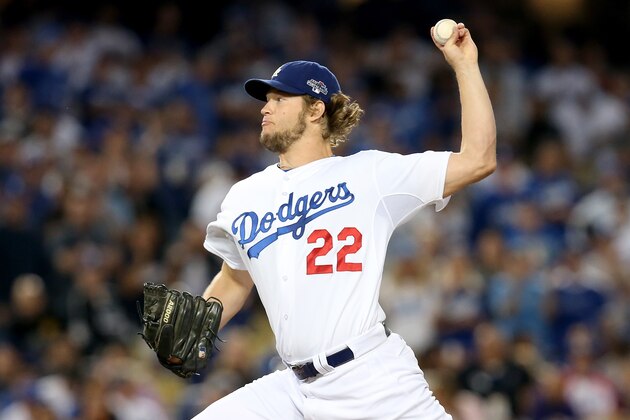 LOS ANGELES, CA - OCTOBER 07: Starting pitcher Clayton Kershaw #22 of the Los Angeles Dodgers pitches in the first inning against the Atlanta Braves in Game Four of the National League Division Series at Dodger Stadium on October 7, 2013 in Los Angeles, California. (Photo by Stephen Dunn/Getty Images) LOS ANGELES, CA - OCTOBER 07: Starting pitcher Clayton Kershaw #22 of the Los Angeles Dodgers pitches in the first inning against the Atlanta Braves in Game Four of the National League Division Series at Dodger Stadium on October 7, 2013 in Los Angeles, California. (Photo by Stephen Dunn/Getty Images)