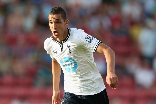 SWINDON, ENGLAND - JULY 16:  Nabil Bentaleb of Tottenham Hotspur in action during the pre season friendly between Tottenham Hotspur and Swindon Town at  the County Ground on July 16, 2013 in Swindon, England.  (Photo by Mark Thompson/Getty Images)