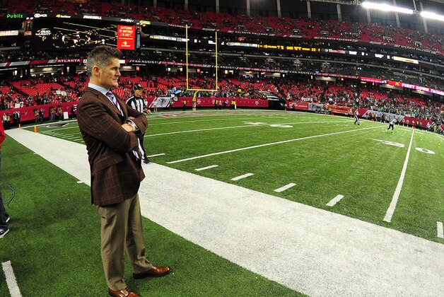 ATLANTA, GA - NOVEMBER 10: General Manager Thomas Dimitroff of the Atlanta Falcons watches play late in the game against the Seattle Seahawks at the Georgia Dome on November 10, 2013 in Atlanta, Georgia. (Photo by Scott Cunningham/Getty Images) ATLANTA, GA - NOVEMBER 10: General Manager Thomas Dimitroff of the Atlanta Falcons watches play late in the game against the Seattle Seahawks at the Georgia Dome on November 10, 2013 in Atlanta, Georgia. (Photo by Scott Cunningham/Getty Images)