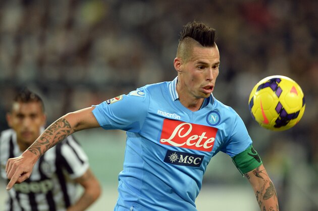 TURIN, ITALY - NOVEMBER 10:  Marek Hamsik of SSC Napoli in action during the Serie A match between Juventus and SSC Napoli at Juventus Arena on November 10, 2013 in Turin, Italy.  (Photo by Claudio Villa/Getty Images)