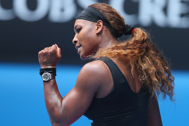 MELBOURNE, AUSTRALIA - JANUARY 15:  Serena Williams of the United States celebrates a point in her second round match against Vesna Dolonc of Serbia during day three of the 2014 Australian Open at Melbourne Park on January 15, 2014 in Melbourne, Australia.  (Photo by Quinn Rooney/Getty Images)