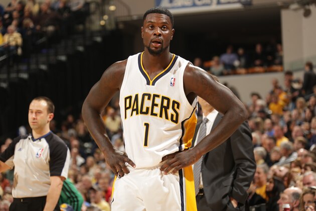 INDIANAPOLIS - DECEMBER 22:  Lance Stephenson #1 of the Indiana Pacers during the game against the Boston Celtics at Bankers Life Fieldhouse on December 22, 2013 in Indianapolis, Indiana.  NOTE TO USER: User expressly acknowledges and agrees that, by downloading and or using this Photograph, user is consenting to the terms and condition of the Getty Images License Agreement. Mandatory Copyright Notice: 2013 NBAE  (Photo by Ron Hoskins/NBAE via Getty Images)