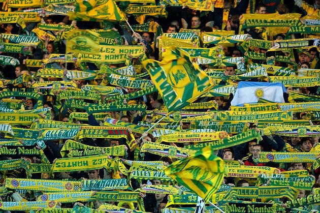 20 Feb 2002:  Nantes fans during the UEFA Champions League game between FC Nantes and Manchester United at the Stade de la Beaujoire, Nantes, France. DIGITAL IMAGE Mandatory Credit: Jamie McDonald/Getty Images