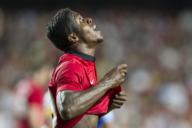 SO KON PO, HONG KONG - JULY 29:  Wilfried Zaha of Manchester United reacts after missing an opportunity to score during the international friendly match between Kitchee FC and Manchester United at Hong Kong Stadium on July 29, 2013 in So Kon Po, Hong Kong.  (Photo by Victor Fraile/Getty Images)
