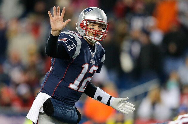 FOXBORO, MA - DECEMBER 8: Tom Brady #12 of the New England Patriots gestures during a game with the Cleveland Browns at Gillette Stadium on December 8, 2013 in Foxboro, Massachusetts. (Photo by Jim Rogash/Getty Images)