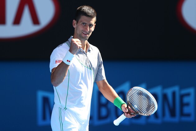 MELBOURNE, AUSTRALIA - JANUARY 19: Novak Djokovic of Serbia celebrates winning his fourth round match against Fabio Fognini of Italy during day seven of the 2014 Australian Open at Melbourne Park on January 19, 2014 in Melbourne, Australia. (Photo by Quinn Rooney/Getty Images) MELBOURNE, AUSTRALIA - JANUARY 19: Novak Djokovic of Serbia celebrates winning his fourth round match against Fabio Fognini of Italy during day seven of the 2014 Australian Open at Melbourne Park on January 19, 2014 in Melbourne, Australia. (Photo by Quinn Rooney/Getty Images)