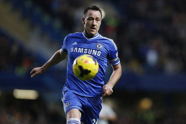 Chelsea's John Terry plays against Crystal Palace during their English Premier League soccer match at Stamford Bridge, London, Saturday, Dec. 14, 2013. (AP Photo/Sang Tan)