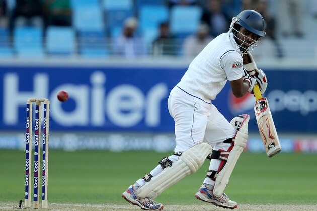DUBAI, UNITED ARAB EMIRATES - JANUARY 08:  Kaushal Silva of Sri Lanka bats during the first day of the second Test match between Pakistan and Sri Lanka at the Dubai Sports City Cricket Stadium on January 8, 2014 in Dubai, United Arab Emirates.  (Photo by Francois Nel/Getty Images)