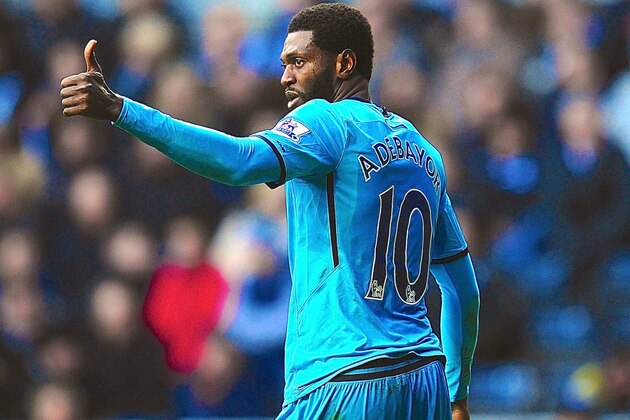 SWANSEA, WALES - JANUARY 19:  Spurs player Emmanuel Adebayor reacts during the Barclays premier league match between Swansea City and Tottenham Hotspur at Liberty Stadium on January 19, 2014 in Swansea, Wales.  (Photo by Stu Forster/Getty Images)