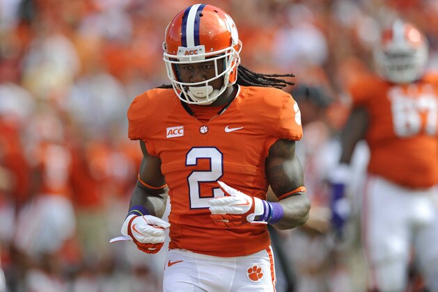 Clemson running back Sammy Watkins goes to the line of scrimmage during the first half of an NCAA college football game Saturday against Boston College, Oct. 12, 2013, at Memorial Stadium in Clemson, S.C. Clemson won 24-14. (AP Photo/ Richard Shiro) Clemson running back Sammy Watkins goes to the line of scrimmage during the first half of an NCAA college football game Saturday against Boston College, Oct. 12, 2013, at Memorial Stadium in Clemson, S.C. Clemson won 24-14. (AP Photo/ Richard Shiro)