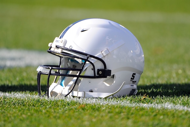 Nov 17, 2012; University Park, PA, USA; Penn State Nittany Lions helmet sits on the field prior to the game against the Indiana Hoosiers at Beaver Stadium.  Mandatory Credit: Rich Barnes-USA TODAY Sports