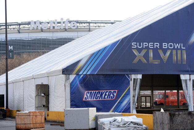 Jan 18, 2014; East Rutherford, NJ, USA; A general view of preparations for Super Bowl XLVIII at MetLife Stadium. Mandatory Credit: Joe Camporeale-USA TODAY Sports