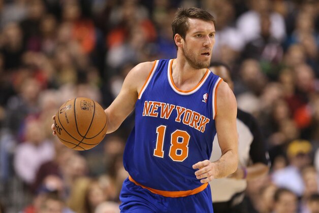 Dec 28, 2013; Toronto, Ontario, CAN; New York Knicks point guard Beno Udrih (18) dribbles during their game against the Toronto Raptors at Air Canada Centre. The Raptors beat the Knicks 115-100. Mandatory Credit: Tom Szczerbowski-USA TODAY Sports