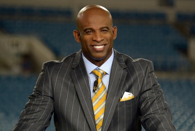 Dec 5, 2013; Jacksonville, FL, USA; Deion Sanders on the NFL Network set before the game between the Houston Texans and the Jacksonville Jaguars at EverBank Field. Mandatory Credit: Kirby Lee-USA TODAY Sports