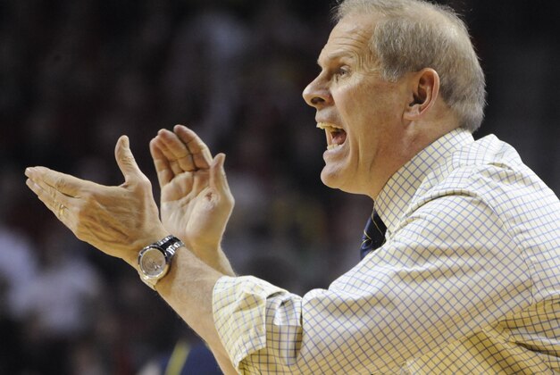 Jan 9, 2014; Lincoln, NE, USA; Michigan Wolverines head coach John Beilein during their NCAA mens basketball game against the Nebraska Cornhuskers at the Pinnacle Bank Arena. Mandatory Credit: Dave Weaver-USA TODAY Sports