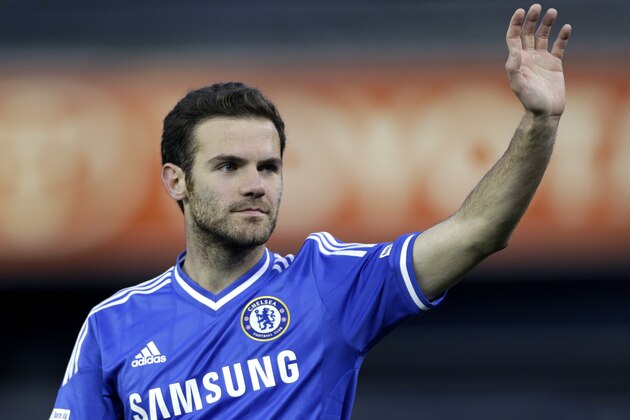 Chelsea forward Juan Mata gestures toward spectators at the end of an exhibition international friendly soccer match against Manchester City, Saturday, May 25, 2013, at Yankee Stadium in New York. Manchester City's won 5-3. (AP Photo/Julio Cortez) Chelsea forward Juan Mata gestures toward spectators at the end of an exhibition international friendly soccer match against Manchester City, Saturday, May 25, 2013, at Yankee Stadium in New York. Manchester City's won 5-3. (AP Photo/Julio Cortez)