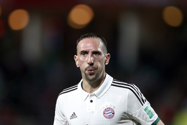 Bayern's Franck Ribery of France watches his team mates during the semi final soccer match between Guangzhou Evergrande FC and FC Bayern Munich at the Club World Cup soccer tournament in Agadir, Morocco, Tuesday, Dec. 17, 2013. (AP Photo/Matthias Schrader)
