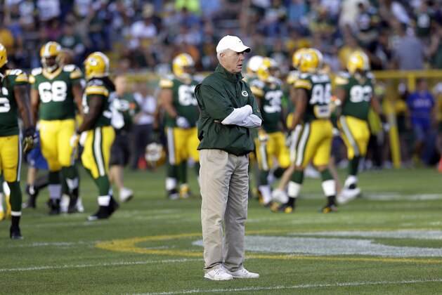 Green Bay Packers general manager Ted Thompson before a preseason NFL football game against the Arizona Cardinals Friday, Aug. 9, 2013, in Green Bay, Wis. (AP Photo/Tom Lynn)