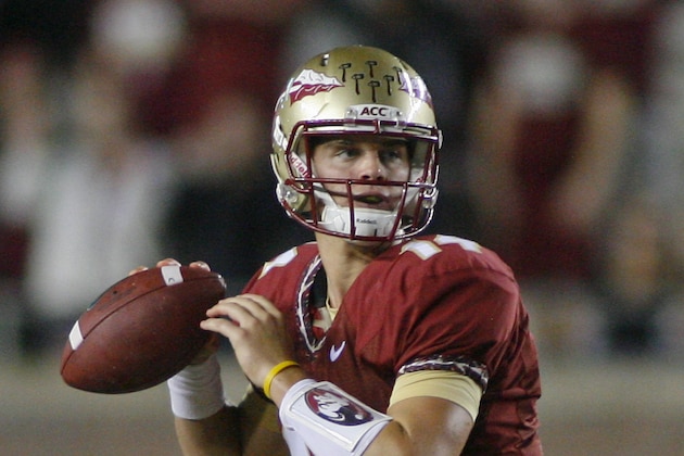 Florida State quarterback Jacob Coker (14) looks for a receiver in the fourth quarter of an NCAA college football game against Bethune-Cookman on Saturday, Sept. 21, 2013, in Tallahassee, Fla. Florida State beat Bethune-Cookman 54-6. (AP Photo/Phil Sears)