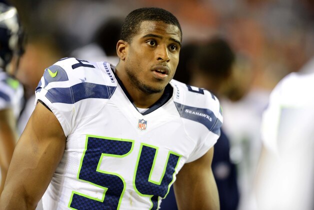 August 18 2012; Denver, CO, USA; Seattle Seahawks linebacker Bobby Wagner (54)  in the fourth quarter of a preseason game against the Denver Broncos at Sports Authority Field. Mandatory Credit: Ron Chenoy-USA TODAY Sports