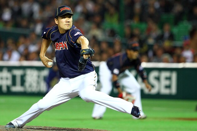 FUKUOKA, JAPAN - MARCH 06: Pitcher Masahiro Tanaka #17 of Japan pitches during the World Baseball Classic First Round Group A game between Japan and Cuba at Fukuoka Yahoo! Japan Dome on March 6, 2013 in Fukuoka, Japan. (Photo by Koji Watanabe/Getty Images)