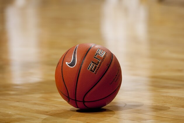 A basketball sits on the court during a timeout in the first half of an NCAA college basketball game between Georgia and Missouri Wednesday, Jan. 8, 2014, in Columbia, Mo. (AP Photo/L.G. Patterson)