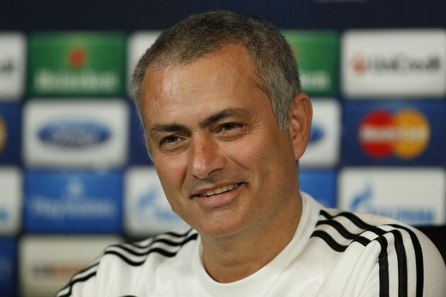 Chelsea manager Jose Mourinho speaks to the media during a press conference at Cobham training ground in Cobham, England, Tuesday Dec. 10, 2013. Chelsea will play Steaua Bucharest in the Champions League group E soccer match at Stamford Bridge stadium on Wednesday, Dec. 11. (AP Photo/Sang Tan) Chelsea manager Jose Mourinho speaks to the media during a press conference at Cobham training ground in Cobham, England, Tuesday Dec. 10, 2013. Chelsea will play Steaua Bucharest in the Champions League group E soccer match at Stamford Bridge stadium on Wednesday, Dec. 11. (AP Photo/Sang Tan)