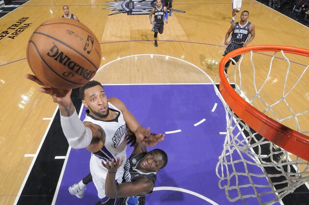 SACRAMENTO, CA - JANUARY 10: Derrick Williams #13 of the Sacramento Kings shoots a layup against the Orlando Magic on January 10, 2014 at Sleep Train Arena in Sacramento, California. NOTE TO USER: User expressly acknowledges and agrees that, by downloading and or using this photograph, User is consenting to the terms and conditions of the Getty Images Agreement. Mandatory Copyright Notice: Copyright 2014 NBAE (Photo by Rocky Widner/NBAE via Getty Images)