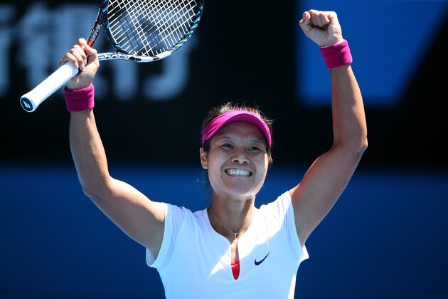 MELBOURNE, AUSTRALIA - JANUARY 23: Na Li of China celebrates winning her semifinal match against Eugenie Bouchard of Canada during day 11 of the 2014 Australian Open at Melbourne Park on January 23, 2014 in Melbourne, Australia. (Photo by Chris Hyde/Getty Images) MELBOURNE, AUSTRALIA - JANUARY 23: Na Li of China celebrates winning her semifinal match against Eugenie Bouchard of Canada during day 11 of the 2014 Australian Open at Melbourne Park on January 23, 2014 in Melbourne, Australia. (Photo by Chris Hyde/Getty Images)