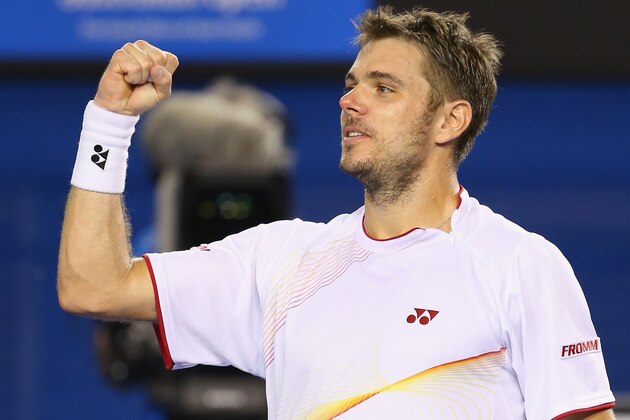 MELBOURNE, AUSTRALIA - JANUARY 23: Stanislas Wawrinka of Switzerland celebrates after winning his semifinal match against Tomas Berdych of the Czech Republic during day 11 of the 2014 Australian Open at Melbourne Park on January 23, 2014 in Melbourne, Australia. (Photo by Scott Barbour/Getty Images) MELBOURNE, AUSTRALIA - JANUARY 23: Stanislas Wawrinka of Switzerland celebrates after winning his semifinal match against Tomas Berdych of the Czech Republic during day 11 of the 2014 Australian Open at Melbourne Park on January 23, 2014 in Melbourne, Australia. (Photo by Scott Barbour/Getty Images)