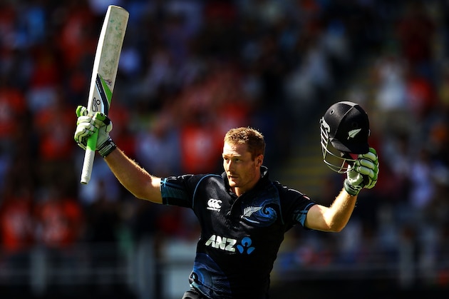 AUCKLAND, NEW ZEALAND - JANUARY 25: Martin Guptill of New Zealand celebrates his century during the One Day International match between New Zealand and India at Eden Park on January 25, 2014 in Auckland, New Zealand. (Photo by Anthony Au-Yeung/Getty Images) AUCKLAND, NEW ZEALAND - JANUARY 25: Martin Guptill of New Zealand celebrates his century during the One Day International match between New Zealand and India at Eden Park on January 25, 2014 in Auckland, New Zealand. (Photo by Anthony Au-Yeung/Getty Images)