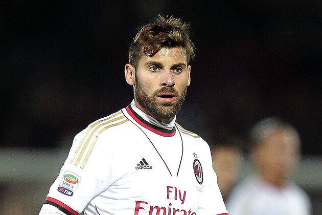 LIVORNO, ITALY - DECEMBER 07: Antonio Nocerino of AC Milan in action during the Serie A match between AS Livorno and AC Milan at Stadio Armando Picchi on December 7, 2013 in Livorno, Italy.  (Photo by Gabriele Maltinti/Getty Images)