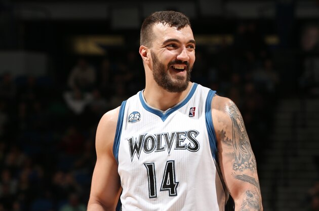 MINNEAPOLIS, MN - JANUARY 10: Nikola Pekovic #14 of the Minnesota Timberwolves looks on against the Charlotte Bobcats during the game on January 10, 2014 at Target Center in Minneapolis, Minnesota. NOTE TO USER: User expressly acknowledges and agrees that, by downloading and or using this Photograph, user is consenting to the terms and conditions of the Getty Images License Agreement. Mandatory Copyright Notice: Copyright 2014 NBAE (Photo by David Sherman/NBAE via Getty Images)
