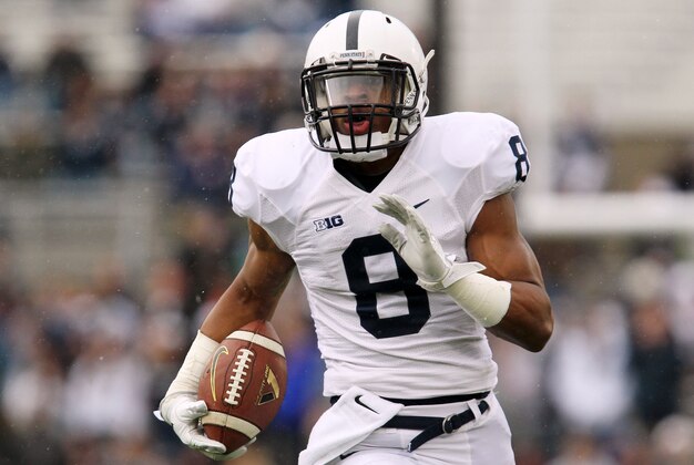 Apr 20, 2013; University Park, PA, USA; Penn State Nittany Lions wide receiver Allen Robinson (8) runs with the ball in the first quarter of the Blue White spring game at Beaver Stadium. Mandatory Credit: Matthew O'Haren-USA TODAY Sports
