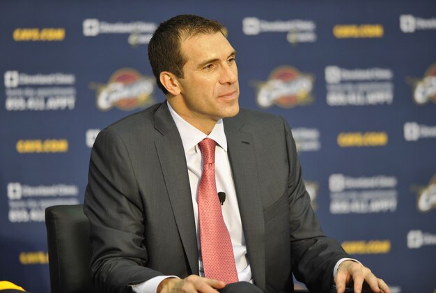 Jun 28, 2013; Independence, OH, USA; Cleveland Cavaliers general manager Chris Grant during a press conference at Cleveland Clinic Courts. Mandatory Credit: David Richard-USA TODAY Sports