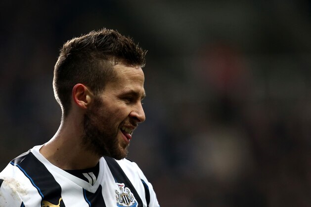 Newcastle United's Yohan Cabaye controls the ball during their English Premier League soccer match against Manchester City at St James' Park, Newcastle, England, Sunday, Jan. 12, 2014. (AP Photo/Scott Heppell)